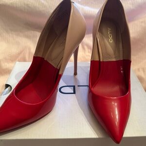 Aldo Red and Beige Women's Heels